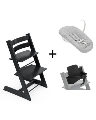 Stokke Tripp Trapp® Black + Newborn Set met gratis babyset