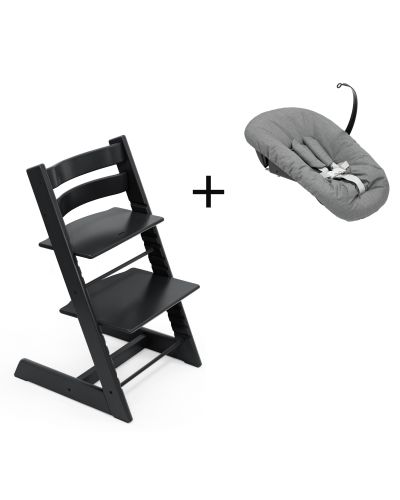 Stokke Tripp Trapp Black, inclusief los afgebeelde Newborn Set Anthracite