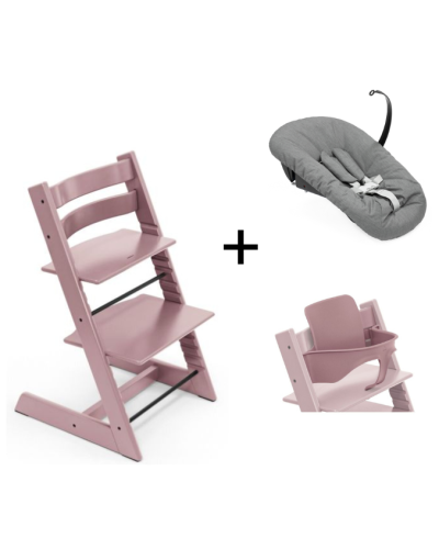 Stokke Tripp Trapp Heather Mauve + Newborn Set Anthracite en gratis babyset