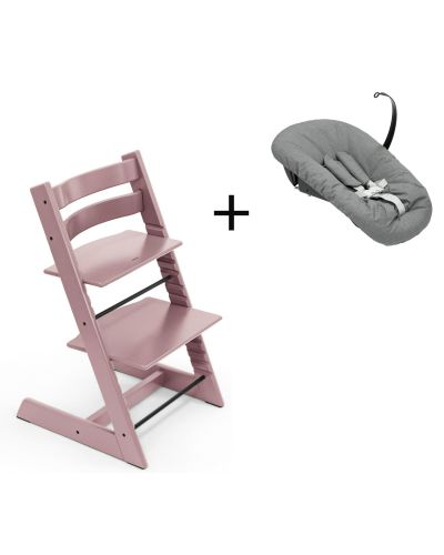 Stokke Tripp Trapp Heather Mauve, inclusief los afgebeelde Newborn Set Anthracite