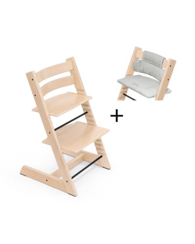 Stokke Tripp Trapp kinderstoel Natural tijdelijk met gratis kussen Grey