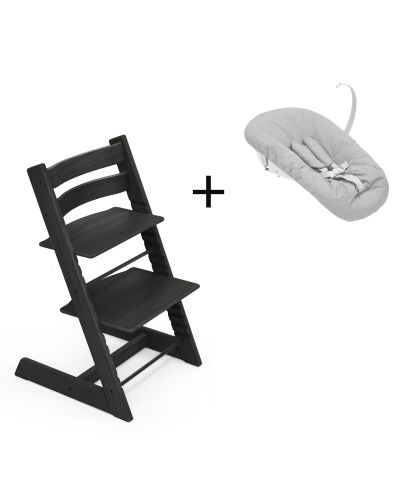 Stokke Tripp Trapp Oak Black, inclusief los afgebeelde Newborn Set