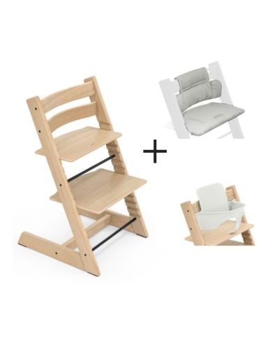 Stokke Tripp Trapp Oak Natural Incl. BabySet² White inclusief gratis kussen