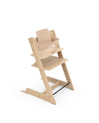 Stokke Tripp Trapp kinderstoel in Oak Natural met gemonteerde BabySet in Natural