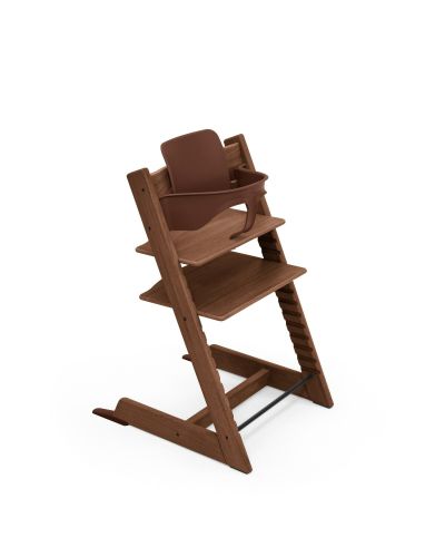Stokke Tripp Trapp kinderstoel in Oak Warm Brown met gemonteerde BabySet in Warm Brown