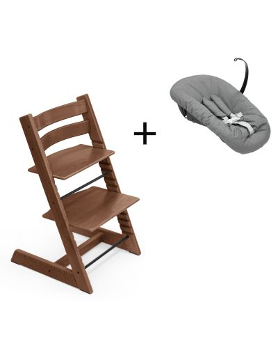 Stokke Tripp Trapp Oak Warm Brown, inclusief los afgebeelde Newborn Set Anthracite