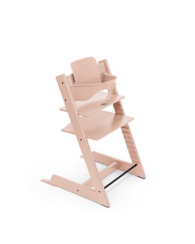 Stokke Tripp Trapp kinderstoel in Serene Pink met gemonteerde BabySet in Serene Pink
