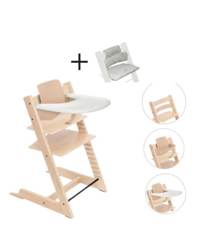 Stokke Tripp Trapp Stoel Bundel met BabySet² en Tray natural