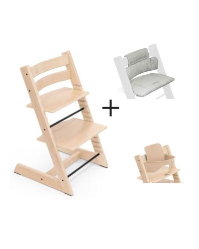 Stokke Tripp Trapp Stoel Bundel met BabySet² - Natural inclusief gratis kussen