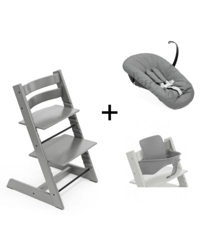 Stokke Tripp Trapp Storm Grey + Newborn Set Anthracite met gratis Babyset