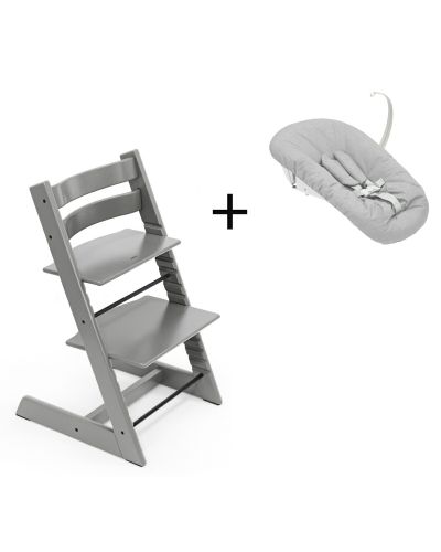 Stokke Tripp Trapp Storm Grey, inclusief los afgebeelde Newborn Set