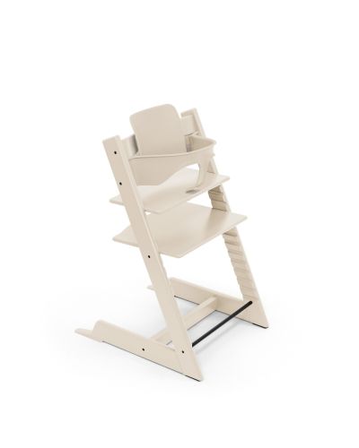 Stokke Tripp Trapp kinderstoel in Vanilla White met gemonteerde BabySet in Vanilla White