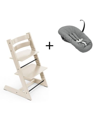 Stokke Tripp Trapp Vanilla White, inclusief los afgebeelde Newborn Set Anthracite