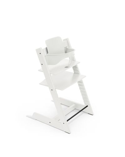 Stokke Tripp Trapp kinderstoel in White met gemonteerde BabySet in White