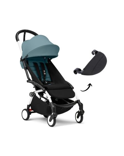 Stokke YOYO 3 Buggy Aqua met White frame en gratis leg rest - bundel aanbieding
