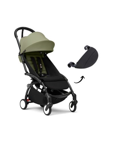 Stokke YOYO 3 buggy Olive met Black frame en gratis leg rest - bundel aanbieding