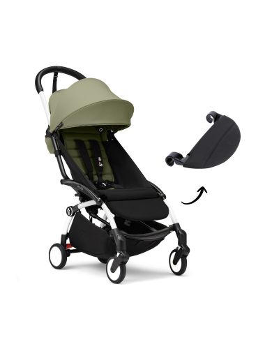 Stokke YOYO 3 Buggy Olive met White frame en gratis leg rest - bundel aanbieding