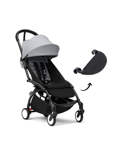 Stokke YOYO 3 buggy Stone met Black frame en gratis leg rest - bundel aanbieding