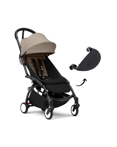 Stokke YOYO 3 buggy taupe met black frame en gratis leg rest - bundel aanbieding