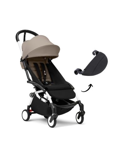 Stokke YOYO 3 Buggy Taupe met White frame en gratis leg rest - bundel aanbieding