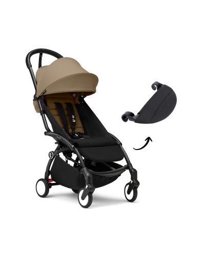 Stokke YOYO 3 buggy Toffee met Black frame en gratis leg rest - bundel aanbieding
