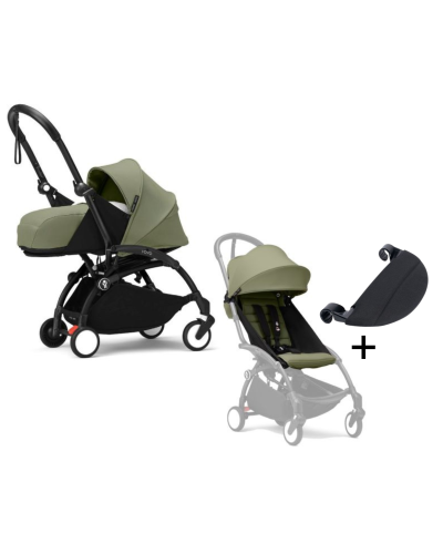 Stokke YOYO³ Kinderwagen Compleet met 0+ Newborn Pack Olive – Black Frame met gratis leg rest