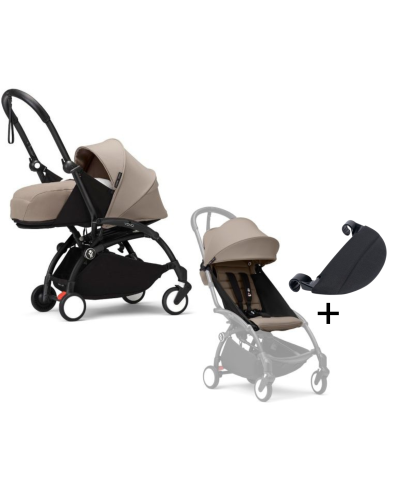 Stokke YOYO³ Kinderwagen Compleet met 0+ Newborn Pack Taupe – Black Frame met leg rest