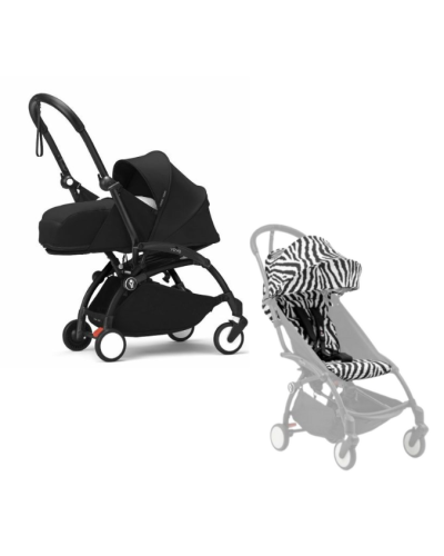 Stokke YOYO³ Kinderwagen Compleet Zebra met 0+ Newborn Pack Black – Black Frame