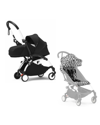 Stokke YOYO³ Kinderwagen Compleet Zebra met 0+ Newborn Pack Black – White Frame