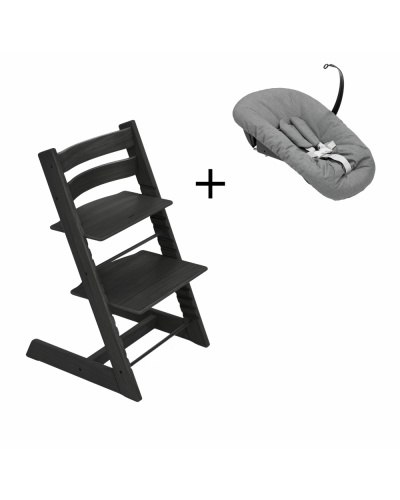 Stokke Tripp Trapp Oak Black + Newborn Set Anthracite