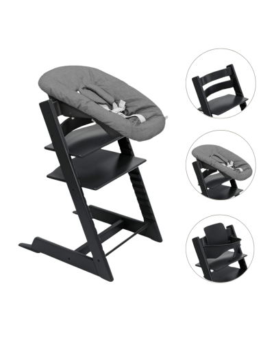 Stokke Tripp Trapp Stoel Bundel met BabySet² Black en Newborn Set Anthracite