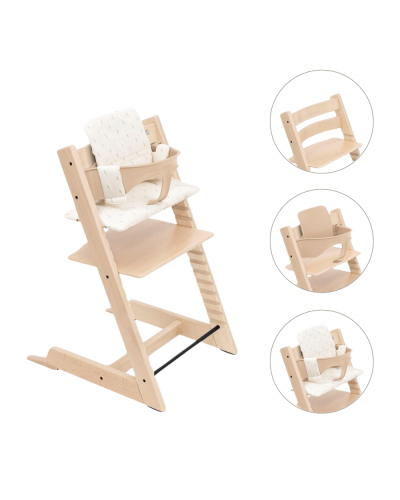Stokke Tripp Trapp Stoel Bundel met BabySet² Natural en Kussen Wheat Cream
