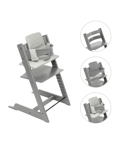 Stokke Tripp Trapp Stoel Bundel met BabySet² Storm Grey en Kussen Nordic Grey