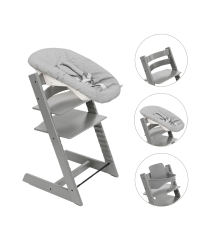 Stokke Tripp Trapp Stoel Bundel met BabySet² Storm Grey en Newborn Set Grey