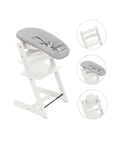 Stokke Tripp Trapp Stoel Bundel met BabySet² White en Newborn Set Grey