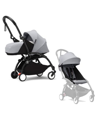 Stokke YOYO³ Kinderwagen Compleet met 0+ Newborn Pack Stone – Black Frame