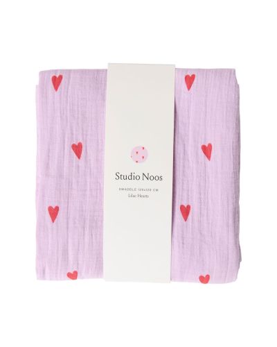 Studio Noos Swaddle Hearts Lilac 120 x 120 cm