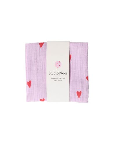 Studio Noos Swaddle Hearts Lilac 70 x 70 centimeter
