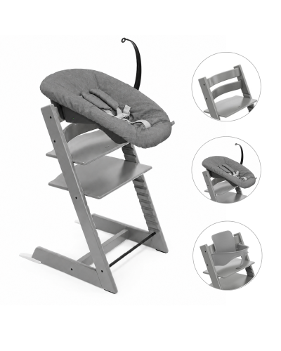 Stokke Tripp Trapp Stoel Bundel met BabySet² Storm Grey en Newborn Set Anthracite 