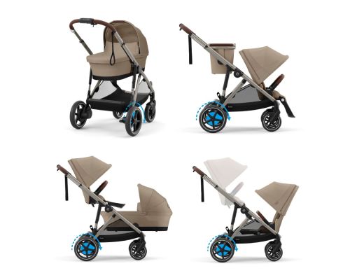 Cybex e-Gazelle S Kinderwagen Compleet Almond Beige - Taupe Frame
