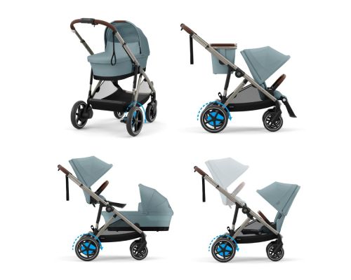 Cybex e-Gazelle S Kinderwagen Compleet Stormy Blue - Taupe Frame
