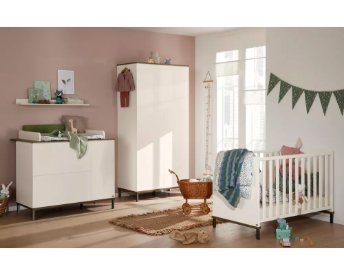 Paidi 3 delige Babykamer Yuny Lovely Aliv Off white - Dark Walnut