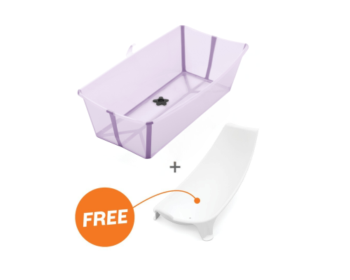 Stokke Flexi Bath X-Large Lavender – inklapbaar babybadje met gratis newborn support