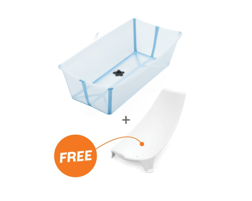 Stokke Flexi Bath™ X-Large Ocean Blue – inklapbaar babybadje met gratis newborn support