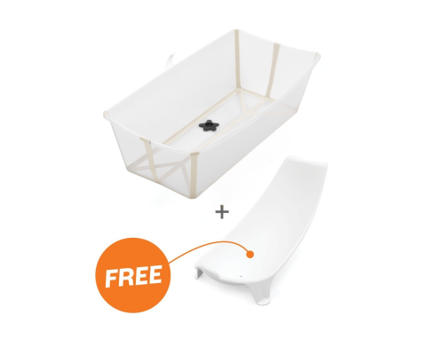 Stokke Flexi Bath X-Large Sandy Beige – inklapbaar babybadje met gratis newborn support