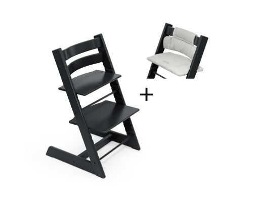Stokke Tripp Trapp kinderstoel Black tijdelijk met gratis kussen Grey