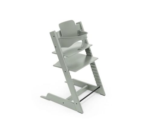 Tripp Trapp Kinderstoel Glacier Green + Baby Set² voorkant van Stokke