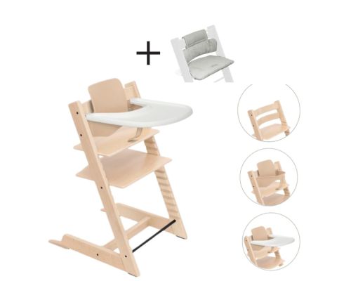 Stokke Tripp Trapp Stoel Bundel met BabySet² en Tray natural
