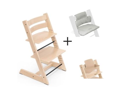 Stokke Tripp Trapp Stoel Bundel met BabySet² - Natural inclusief gratis kussen