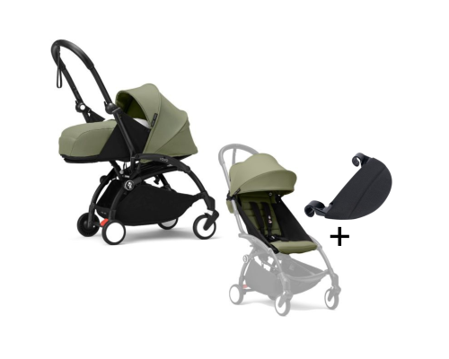 Stokke YOYO³ Kinderwagen Compleet met 0+ Newborn Pack Olive – Black Frame met gratis leg rest